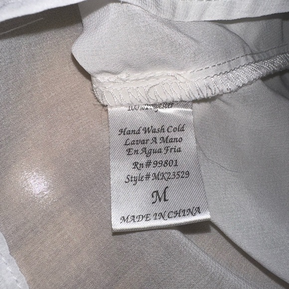 tobi white sheer tank lace up Back Top M Blouse Collar Shirt Button RARE S Spine - Picture 6 of 6